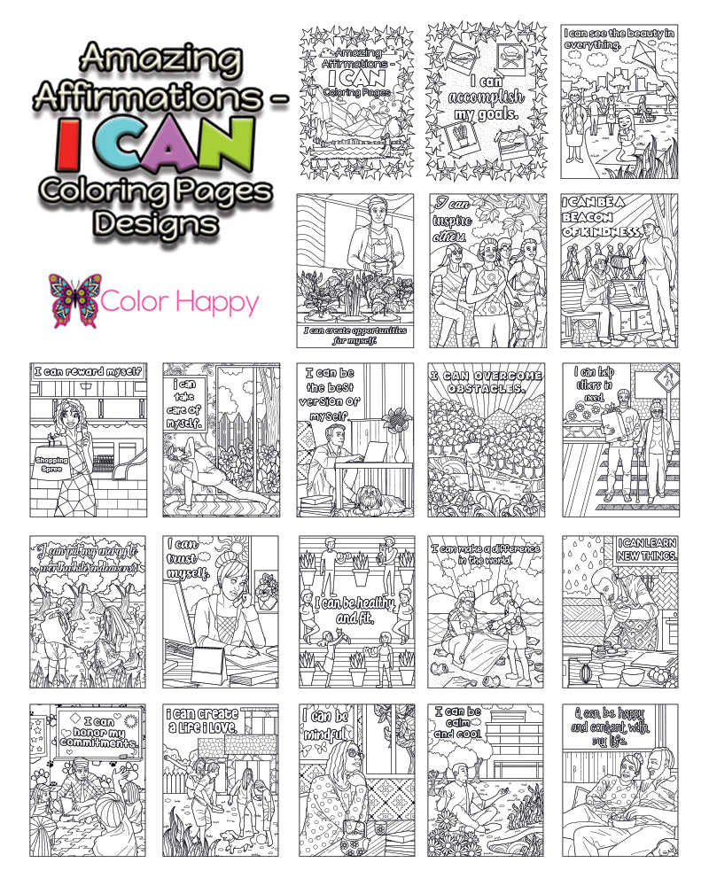 Amazing Affirmations – I CAN – Coloring Pages